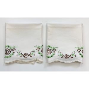 2 Embroidered Floral Pillowcases Cottage Core Granny Shabby Decor Vintage
